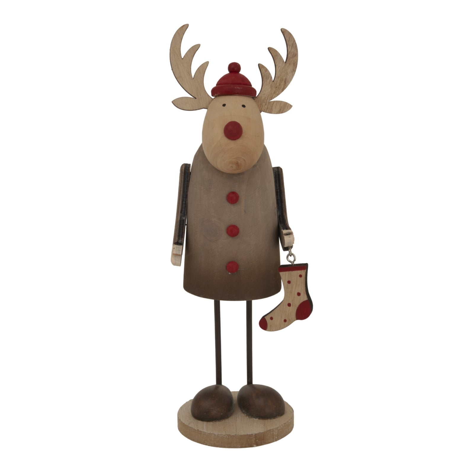 Large Rustic Rudolf With Stocking Decoration