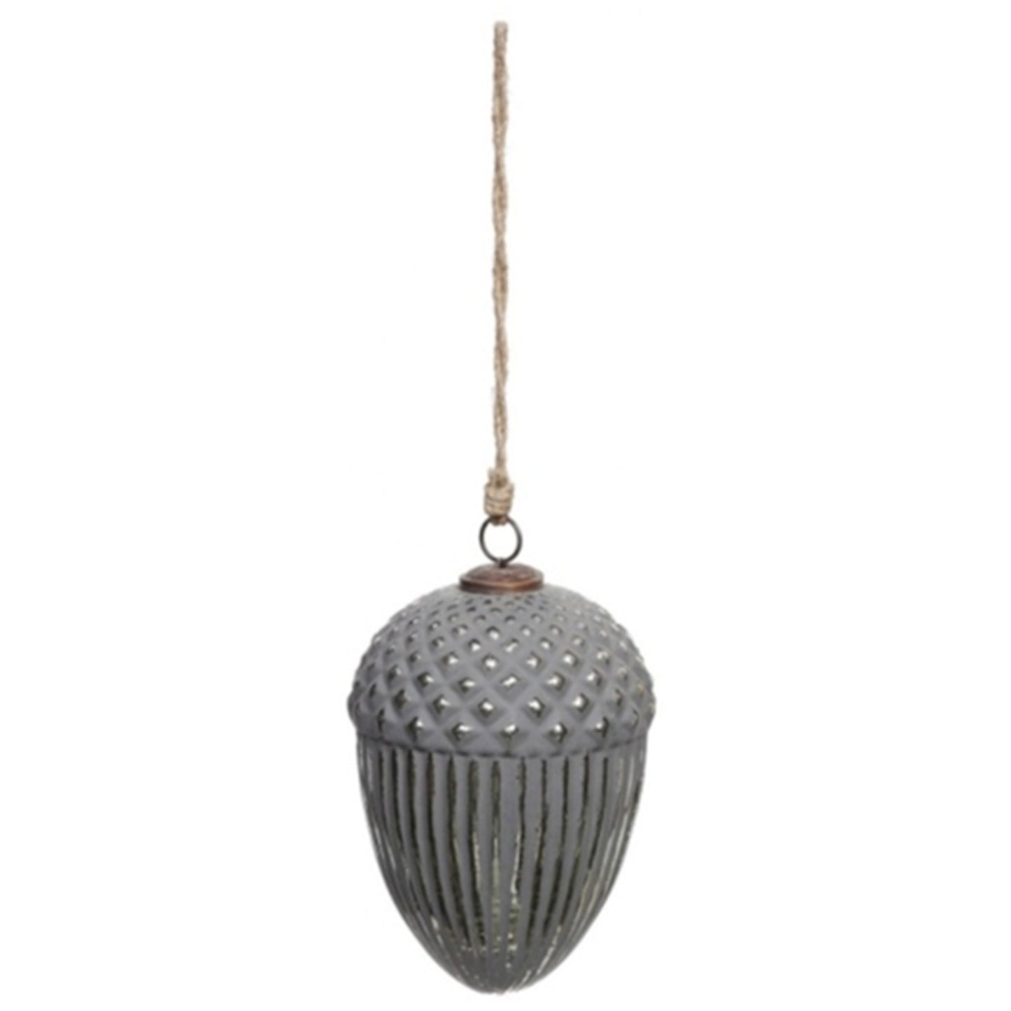 Grey Metallic Collection Large Acorn Bauble