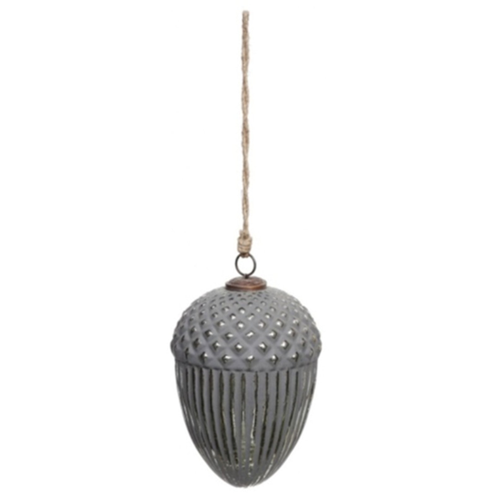 Grey Metallic Collection Large Acorn Bauble