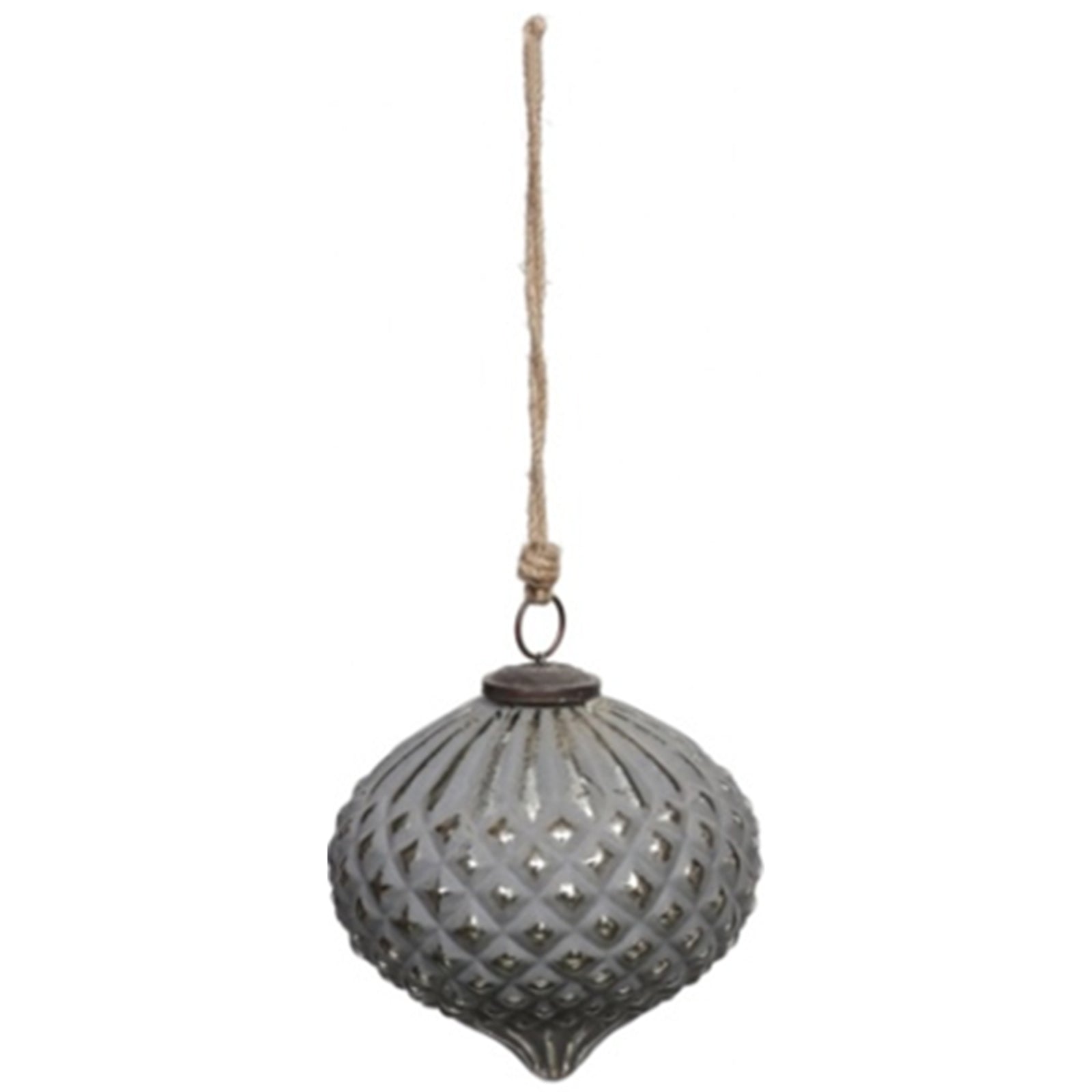 Grey Metallic Collection Large Teardrop Combe Bauble