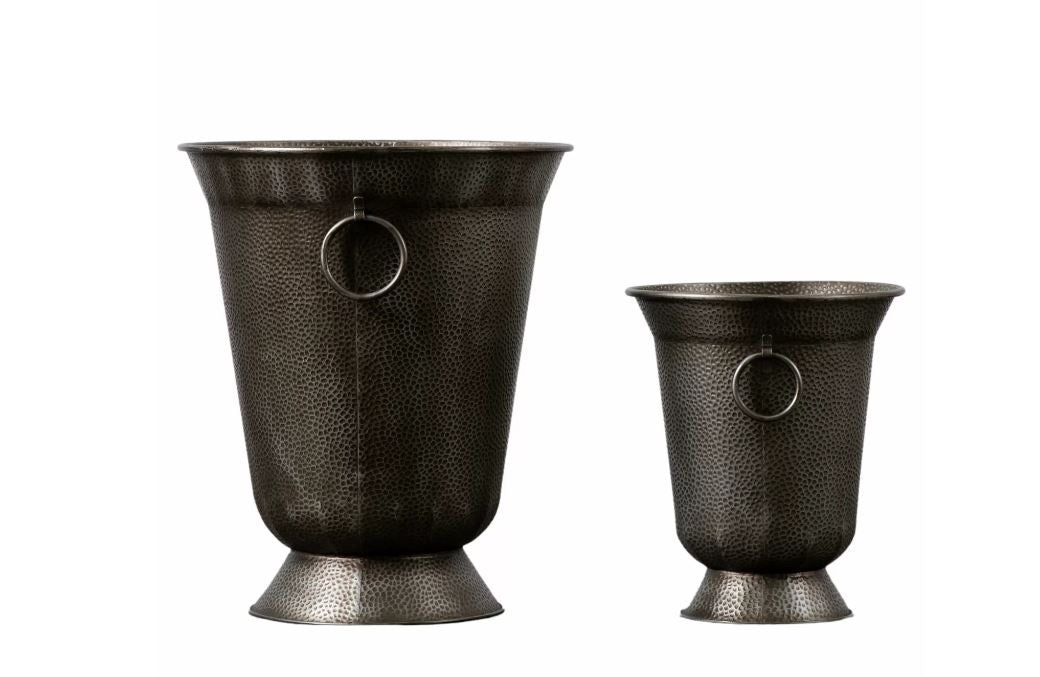 Set of 2 Antique Gold Planters