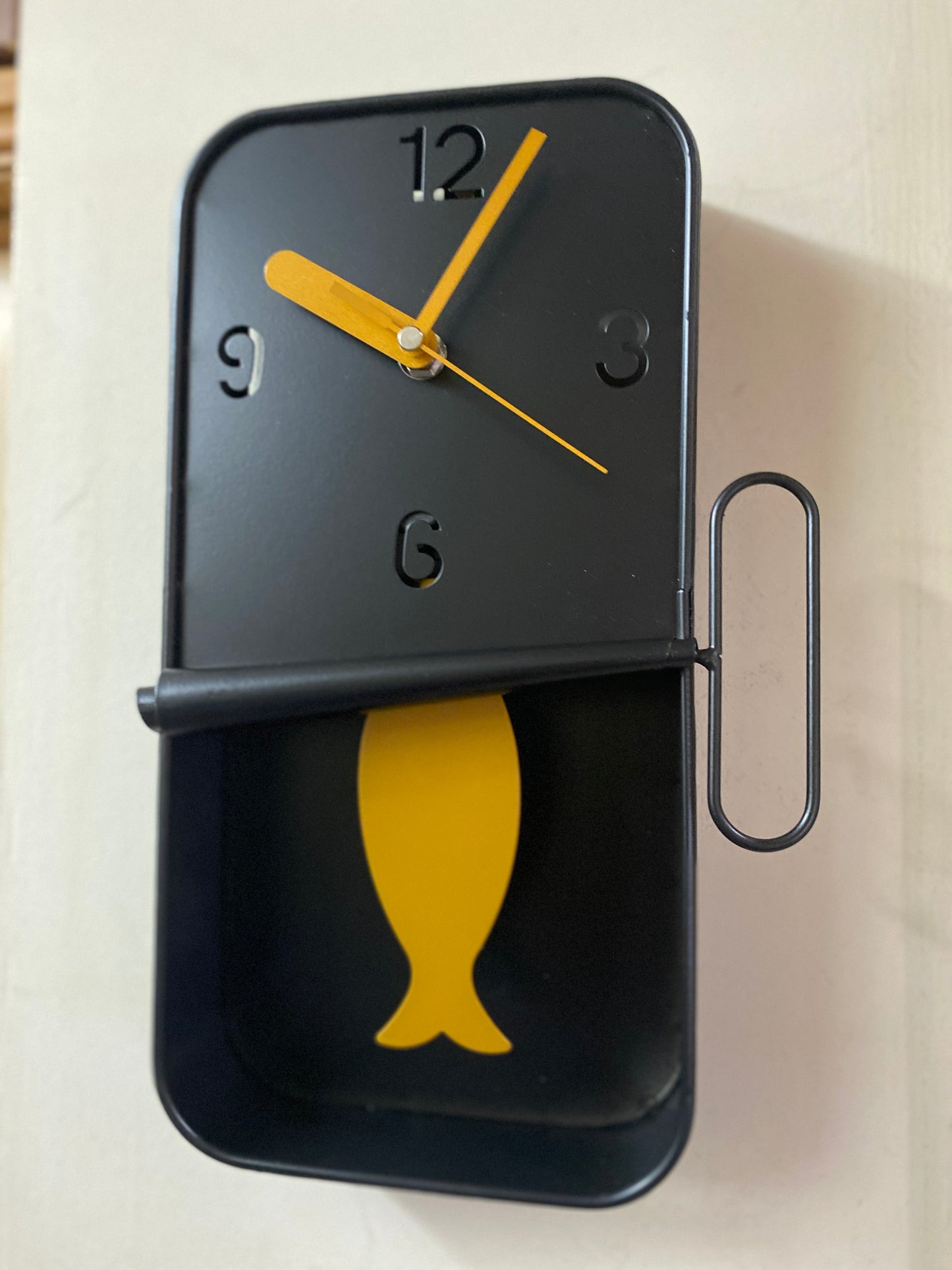 Black Metal Sardine Tin Pendulum Wall Clock