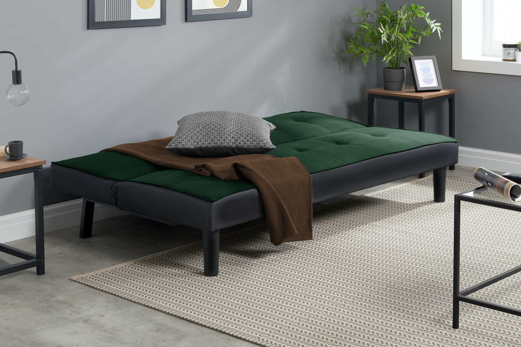 Aurora-sofa-bed-green-as-a-bed-room-set