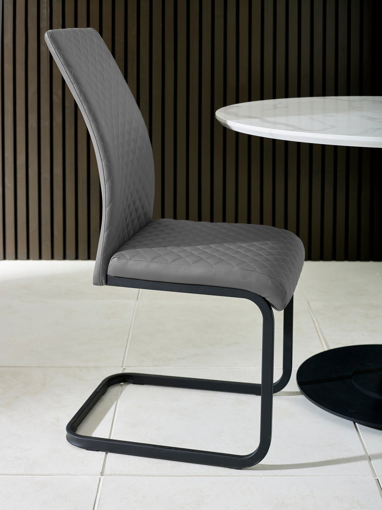 Set of 4 Xavier Grey Upholstered Cantilever Dining Chairs