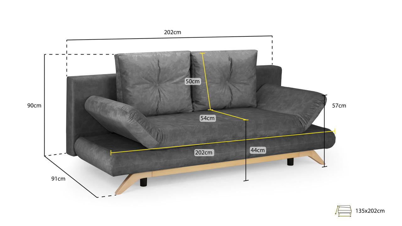 Athell Mocha 3 Seater Sofa Bed