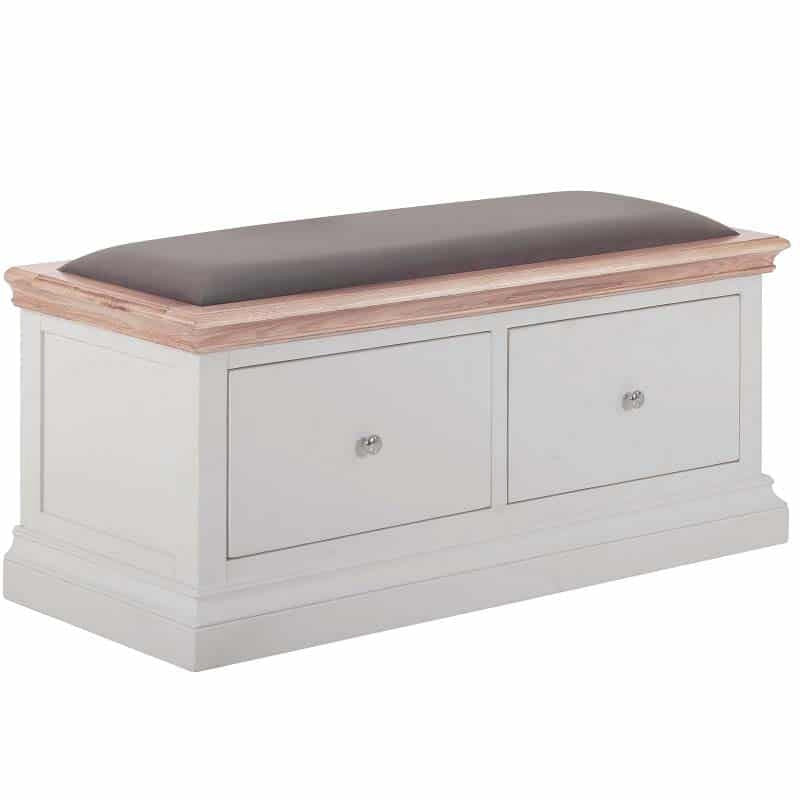 2 Drawer Blanket Box With Fabric Seat