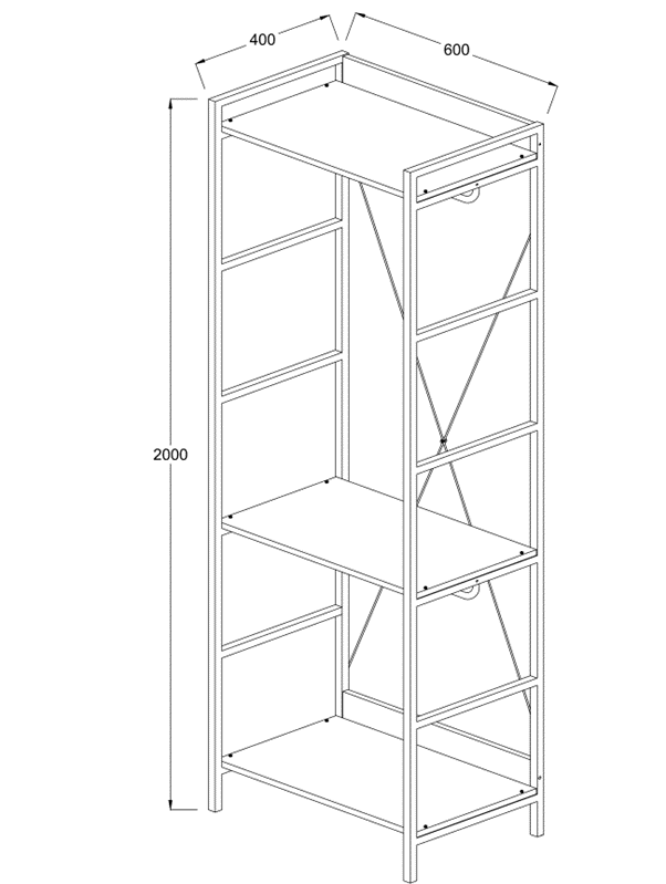 Claire Riviera Oak 3 Shelves Open Wardrobe