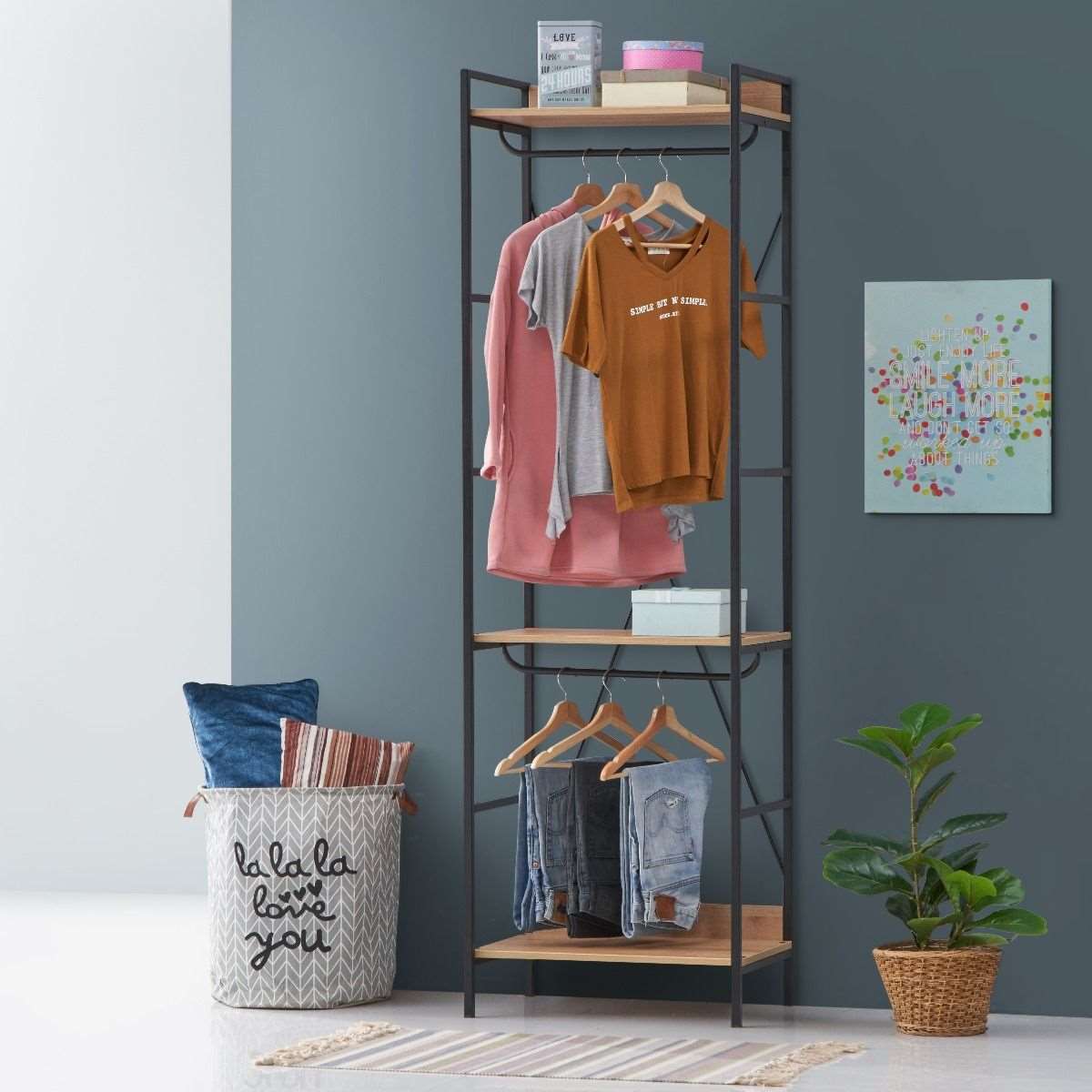 Claire-open-wardrobe-3-shelves-room-set