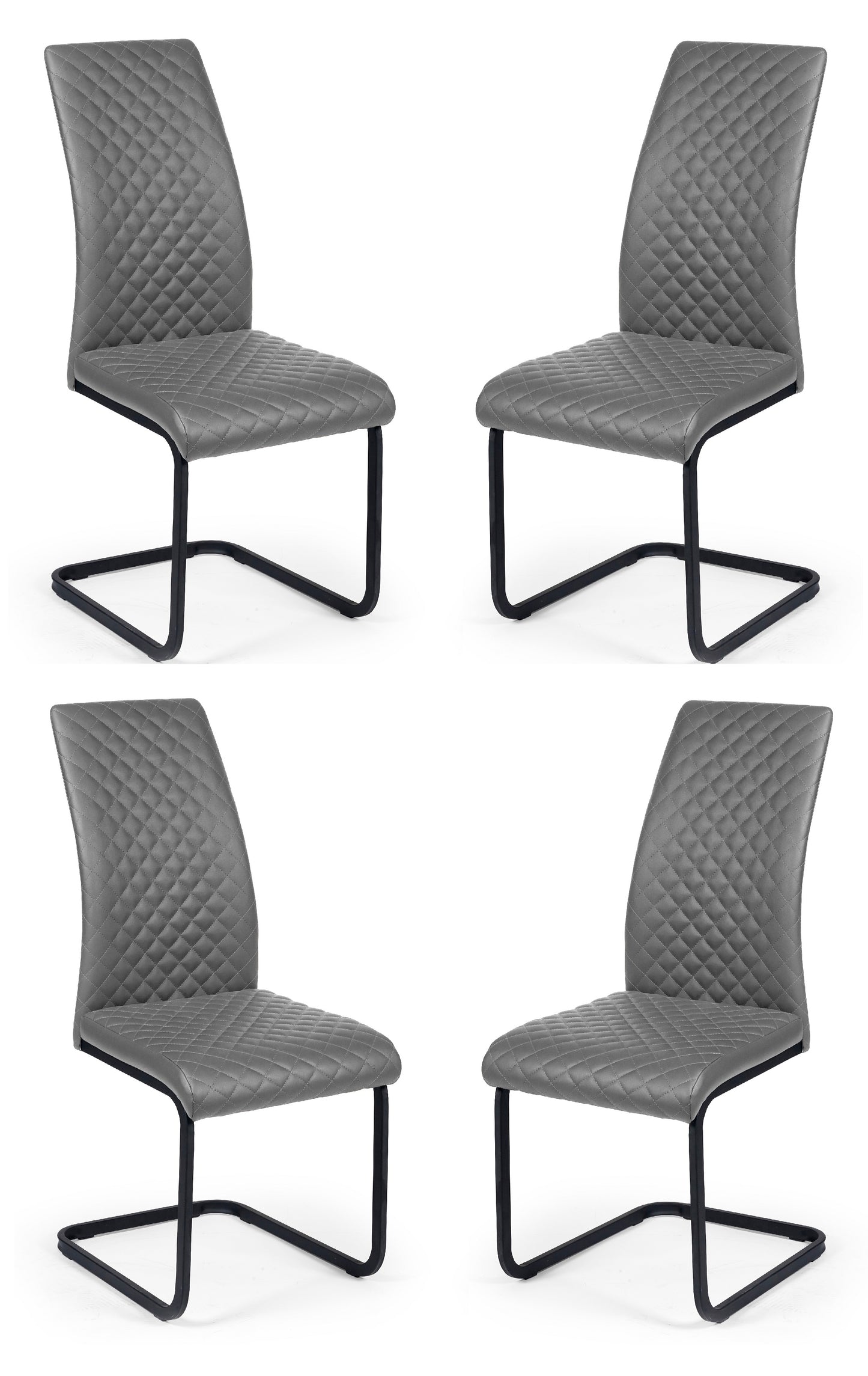 Set of 4 Xavier Grey Upholstered Cantilever Dining Chairs