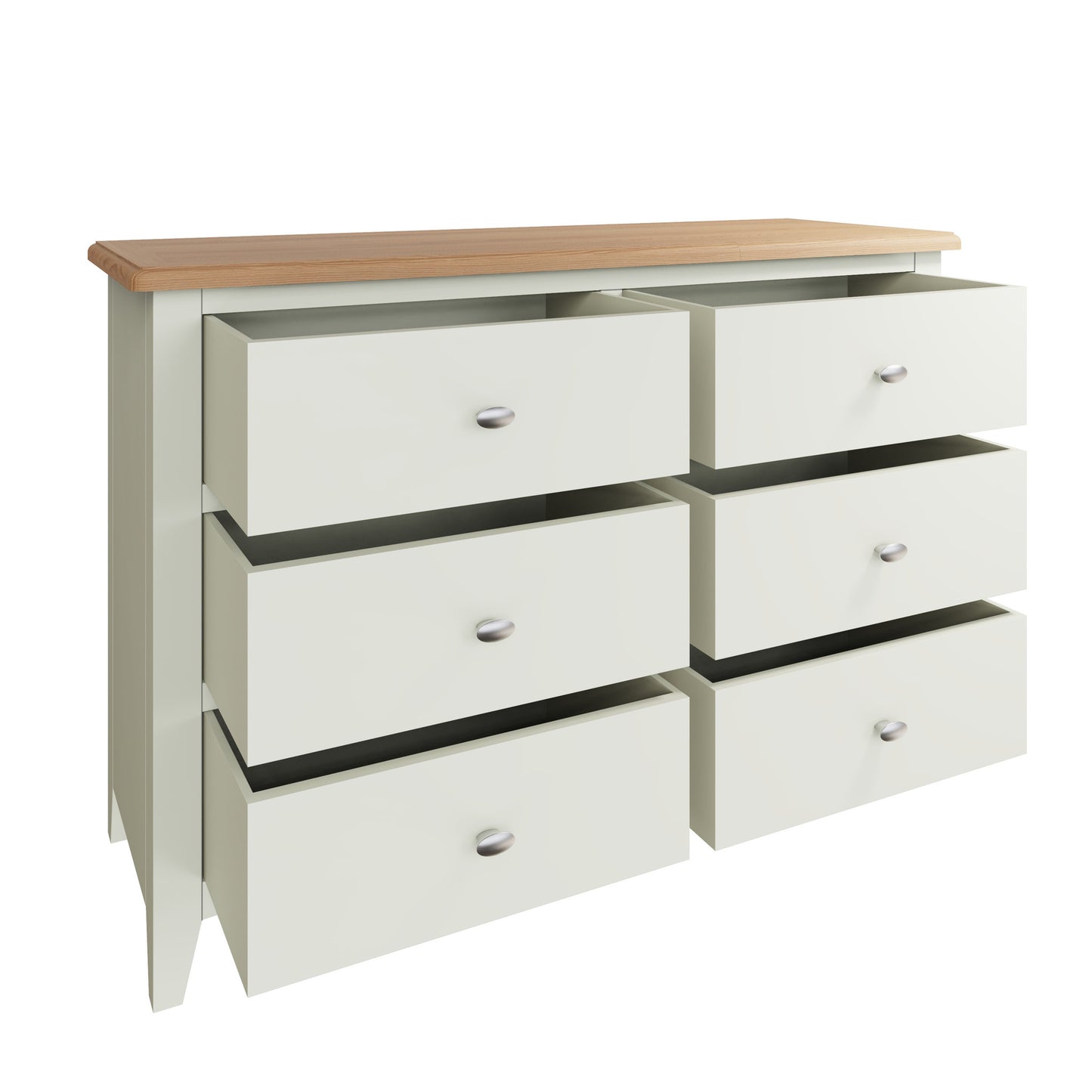 White & Oak Wide Chest of Drawers