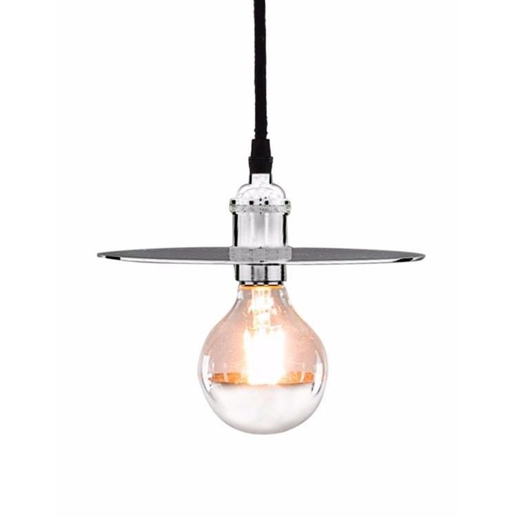 Simple But Stylish Retro Chrome Pendant with Shade Plate