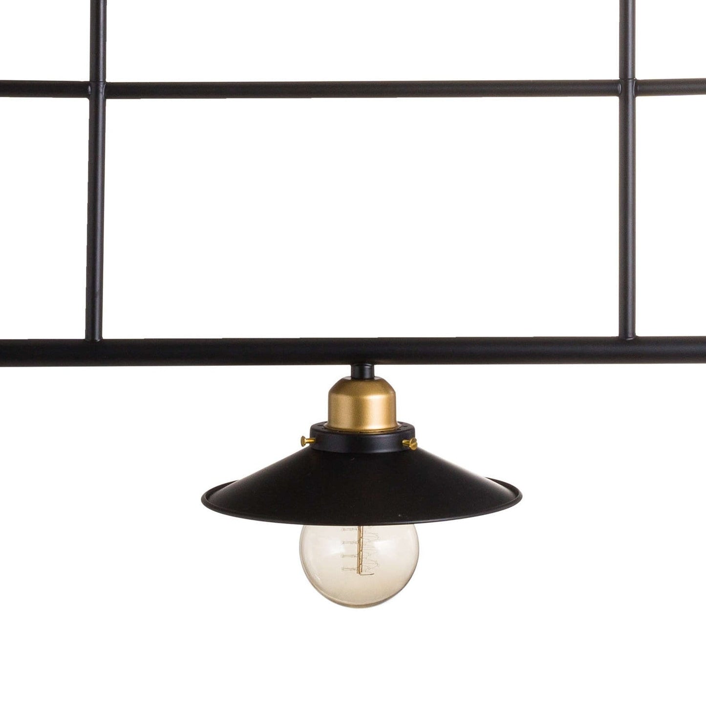 Luminária industrial tripla pendurada preta e latão incomum