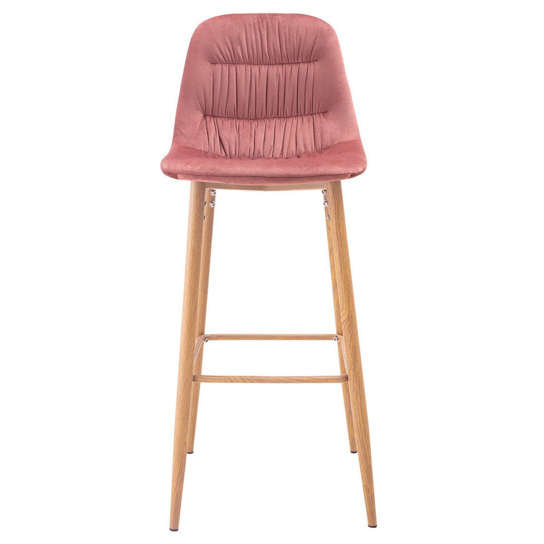 Set of 2 Pleated Back Bar Stool in Vintage Pink or Beige Colour