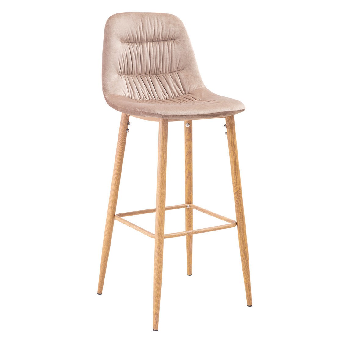 Set of 2 Pleated Back Bar Stool in Vintage Pink or Beige Colour