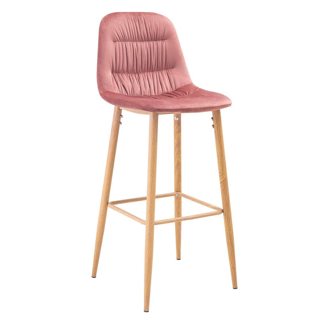 Set of 2 Pleated Back Bar Stool in Vintage Pink or Beige Colour