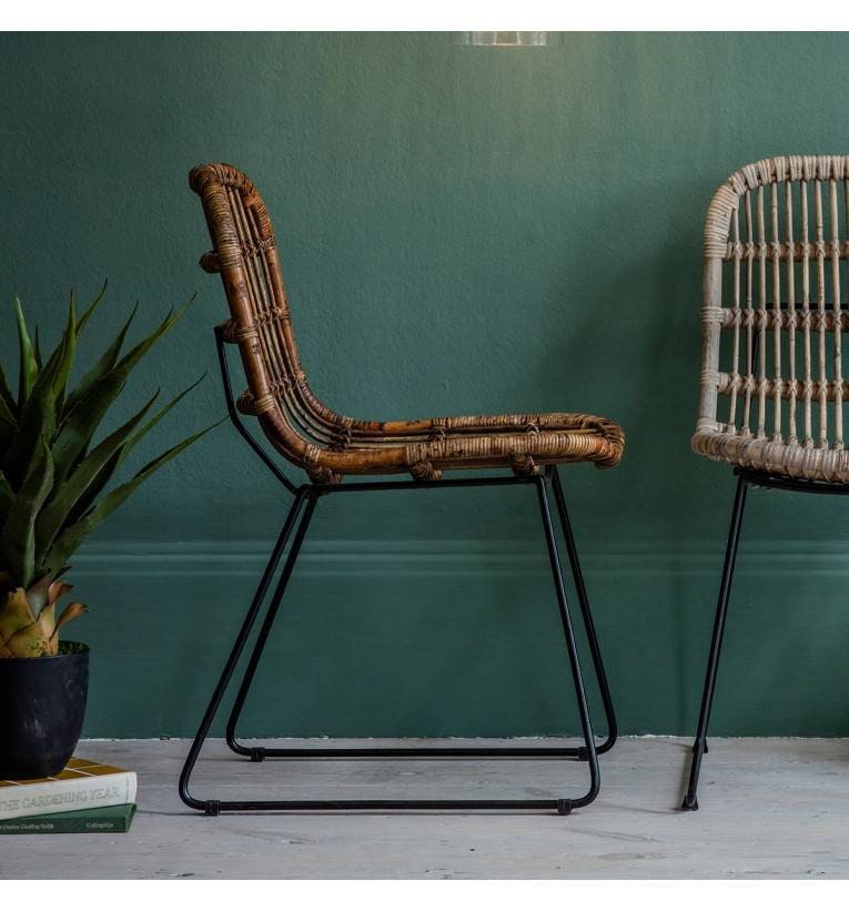 Rattan Back & Seat Chair - Pair
