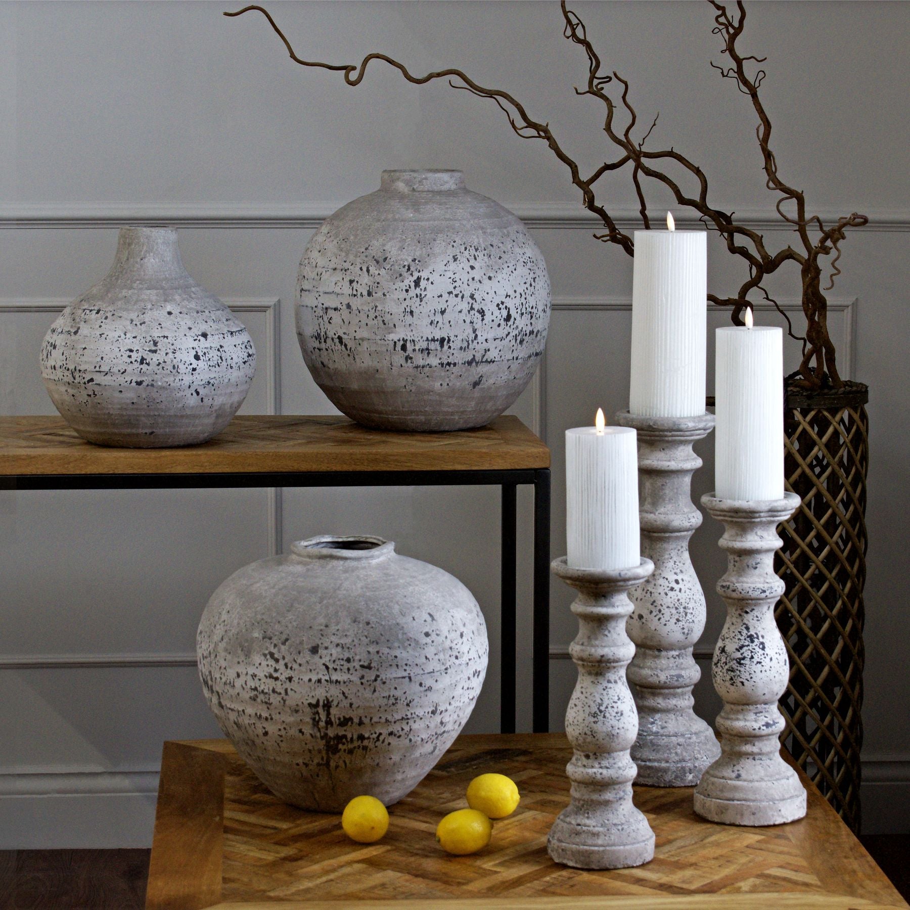 Amphora-stone-ceramic-vase-room-set