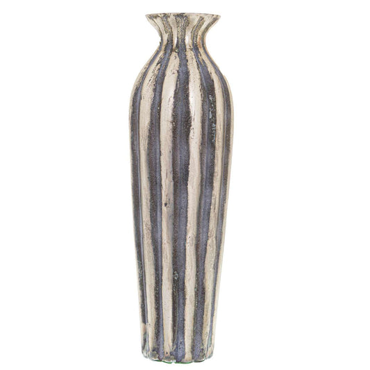 Burnished-and-grey-striped-tall-vase