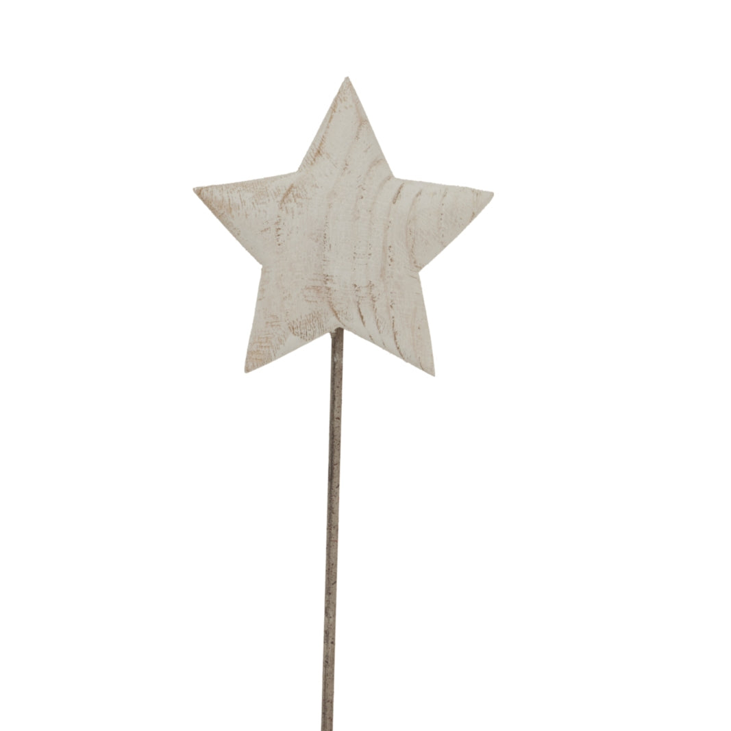 Large Whitewashed Rustic Star On Stand