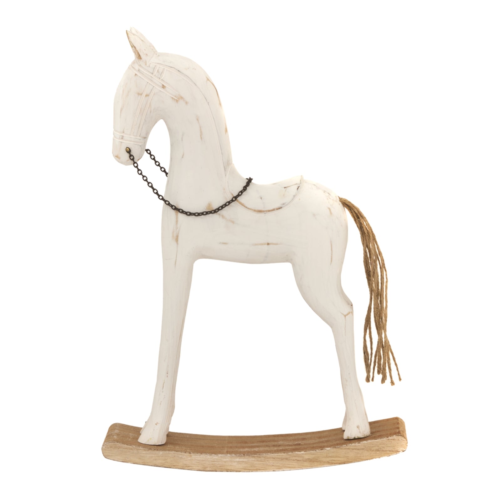 Large Whitewashed Rustic Rocking Horse