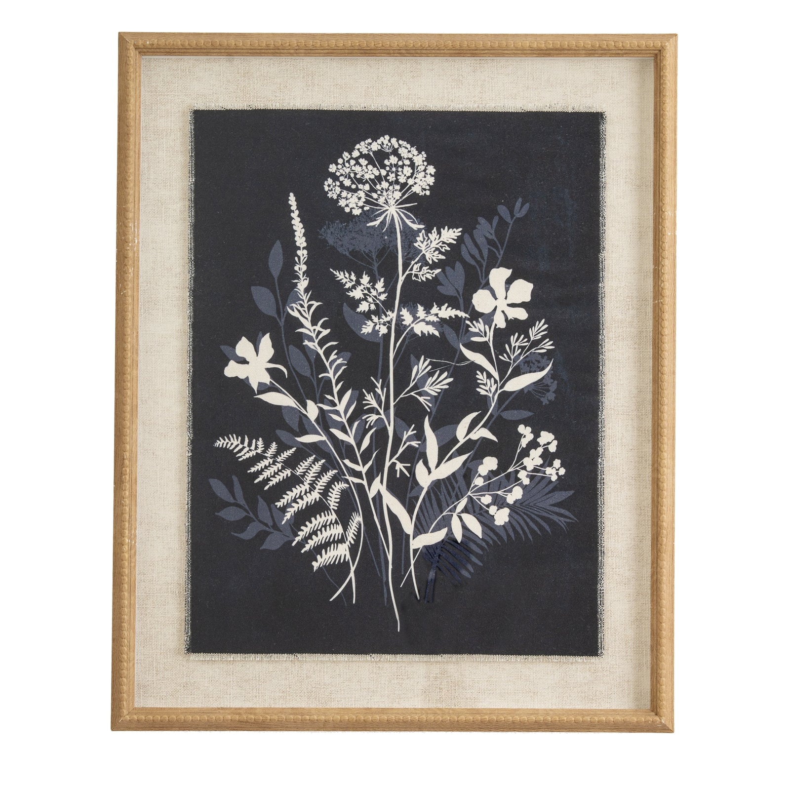 Flora & Fauna Collection Meadow On Linen In Beaded Frame