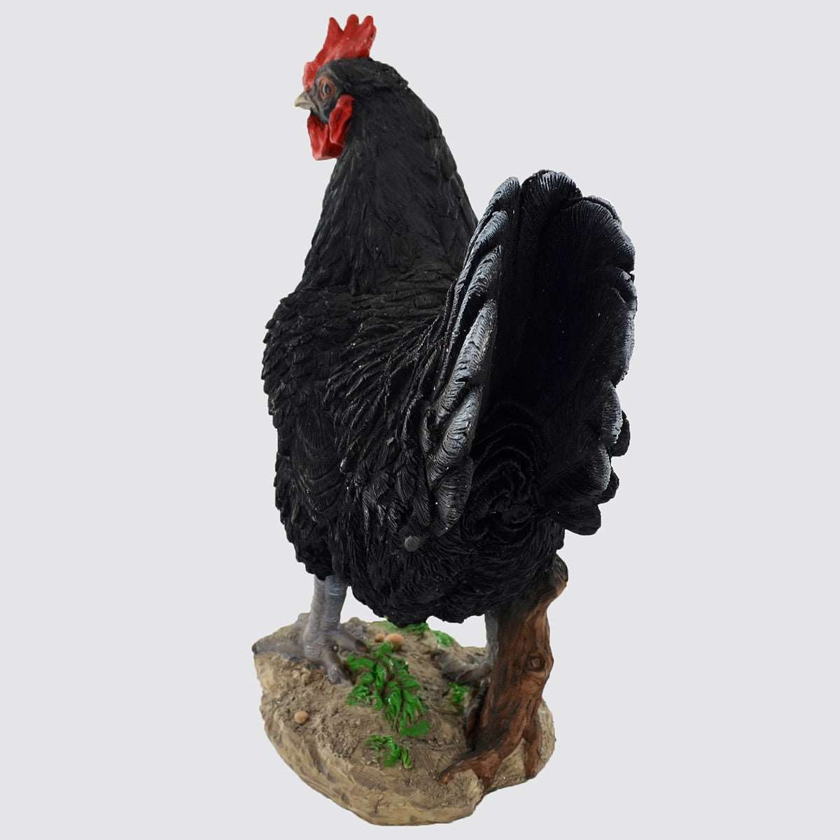 black-large-cockerel-garden-ornament-back