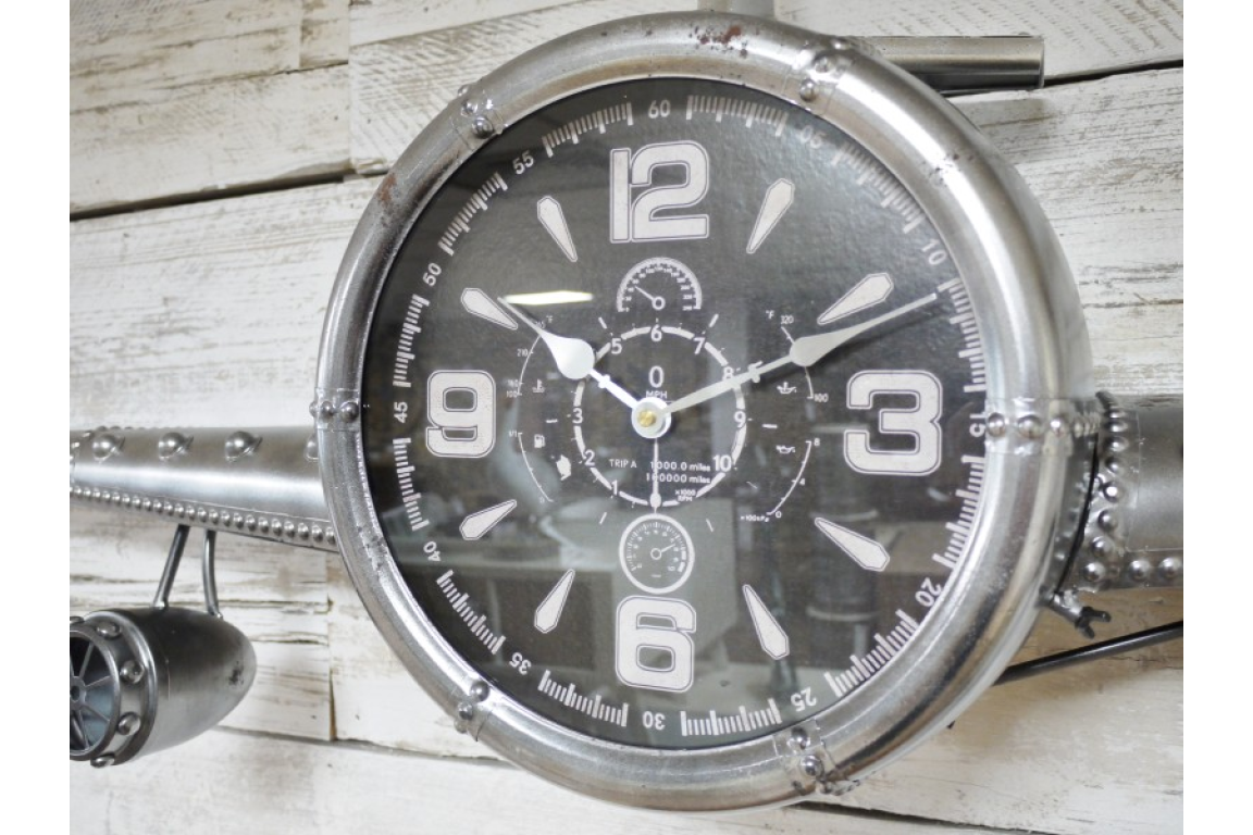 200cm Silver Aeroplane Clock