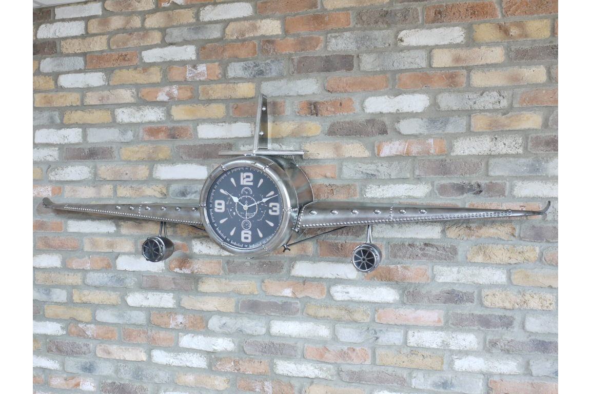 200cm Silver Aeroplane Clock