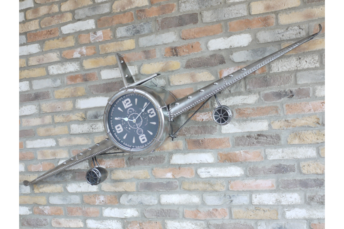 200cm Silver Aeroplane Clock