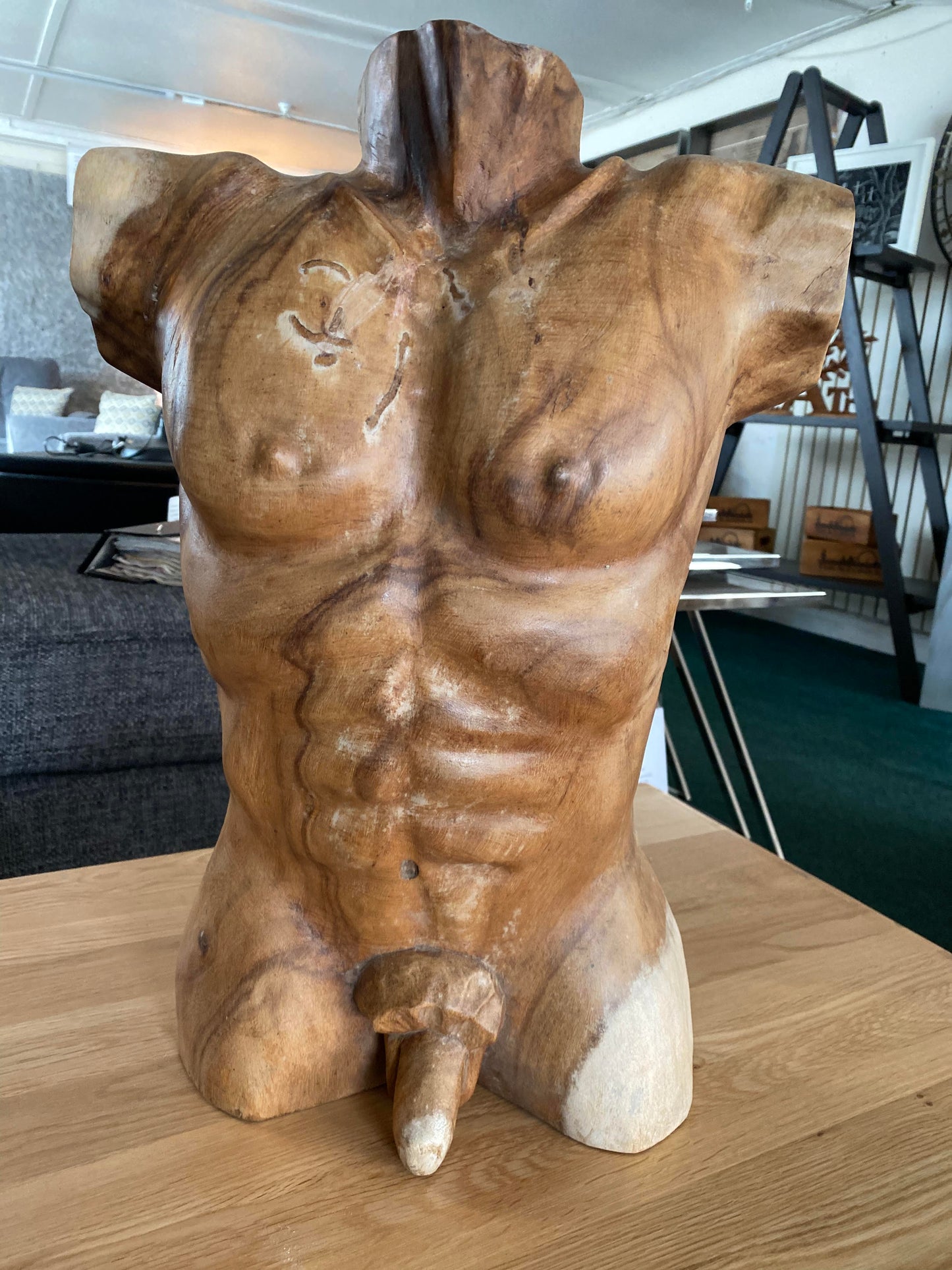 Hand Carved Male Torso