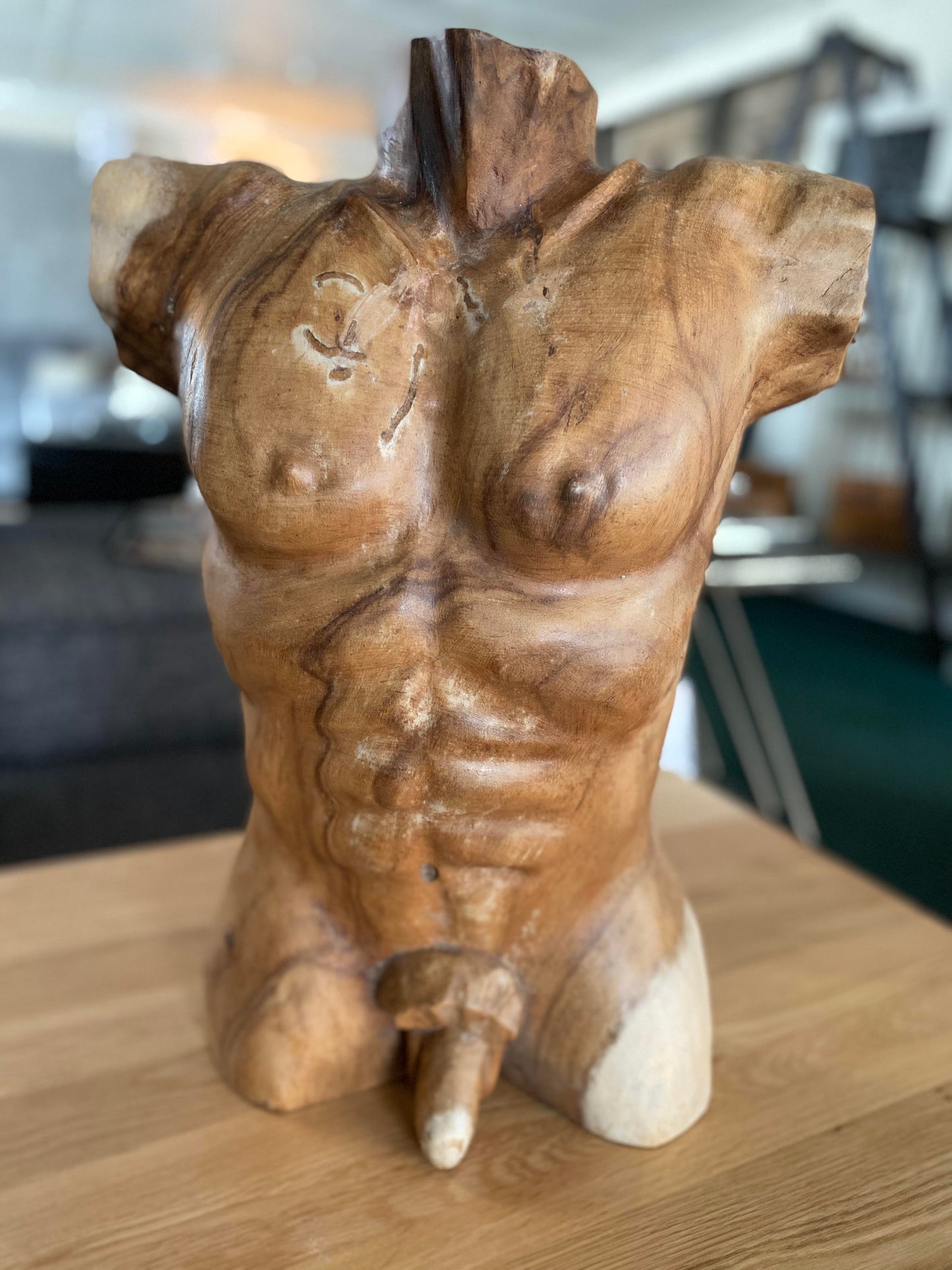 Hand Carved Male Torso