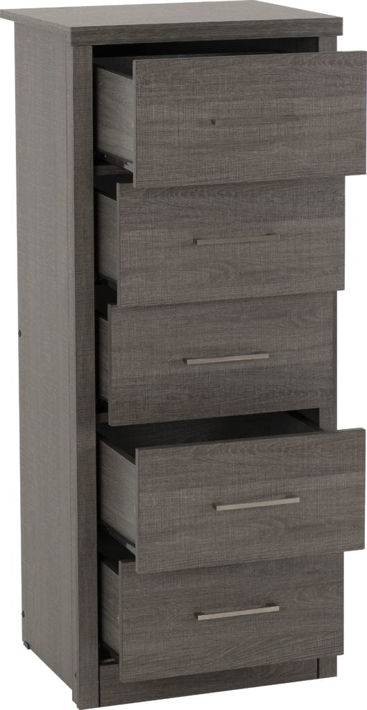 Lisbon-5-drawer-narrow-chest-drawers-open