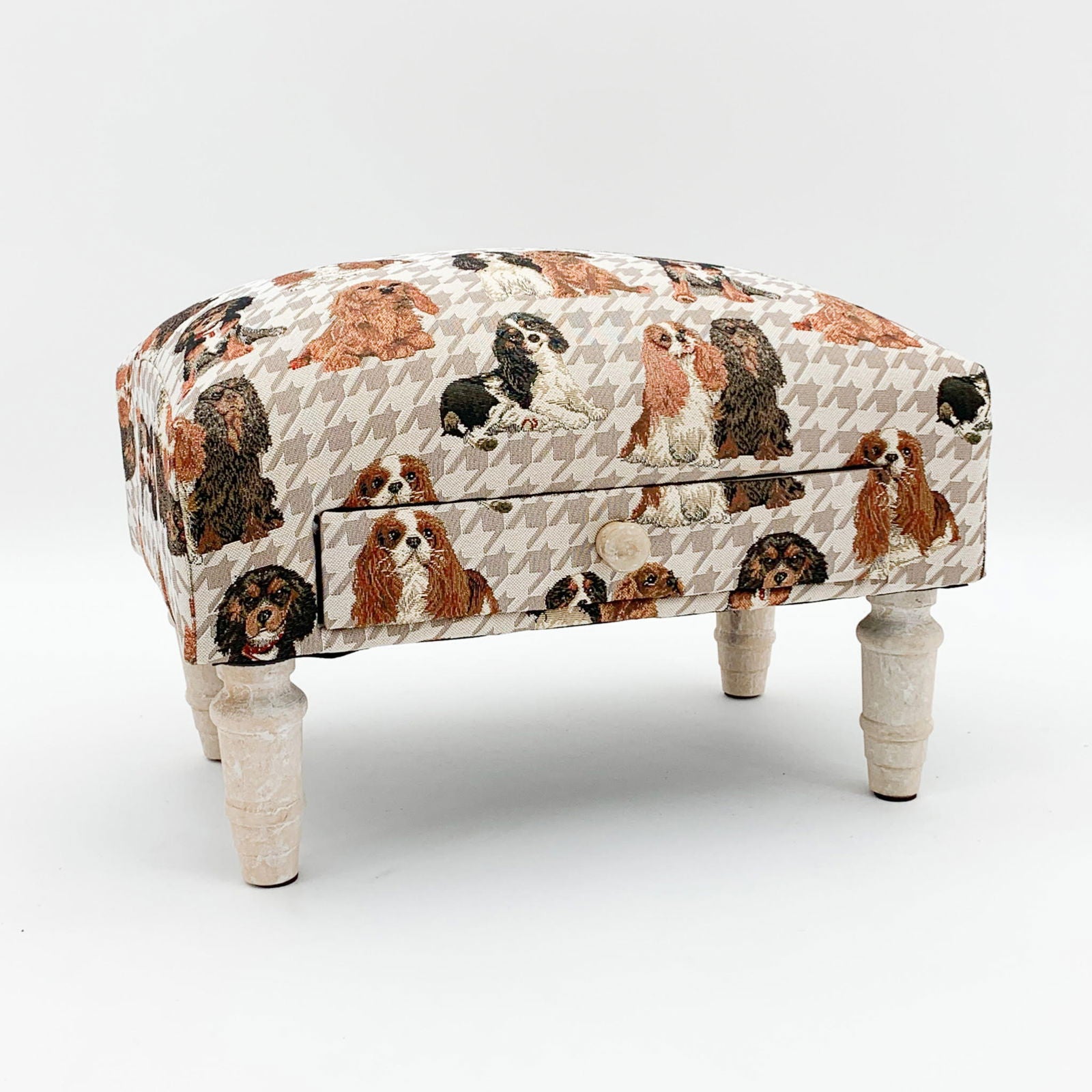 Dog Fabric Footstool with Drawer