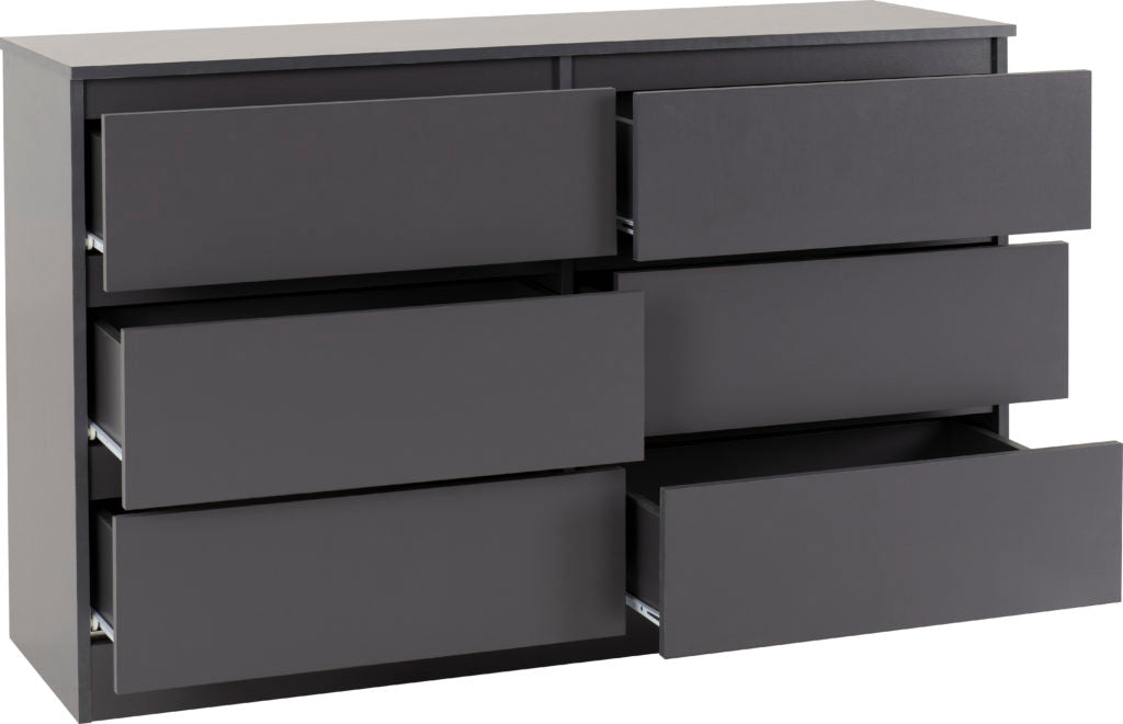 Malvern-6-drawer-chest-open-grey