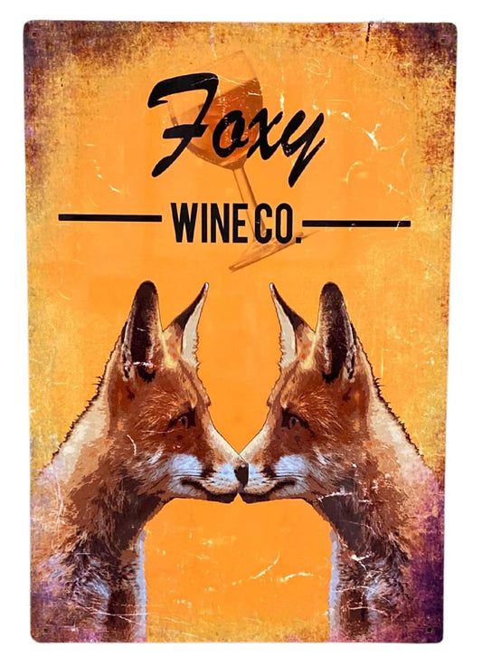 Metal Advertising Wall Sign - Foxy Wine Co Brewery 