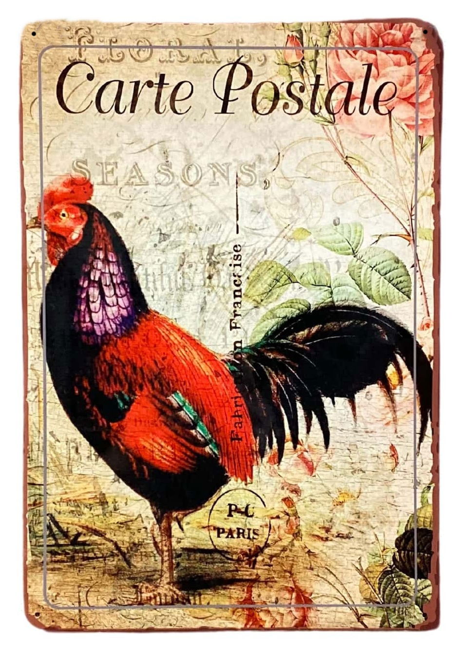 Metal Propaganda Wall Sign - Cockerel French Hen Chicken