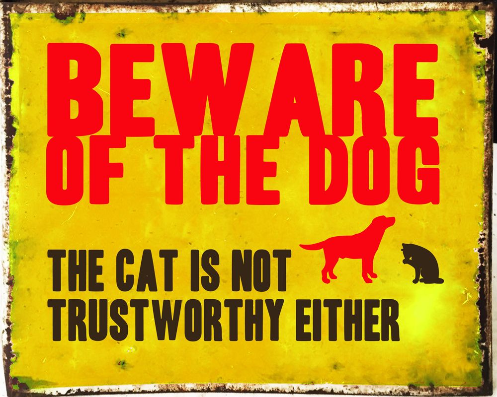 Vintage Metal Sign - Beware Of The Dog