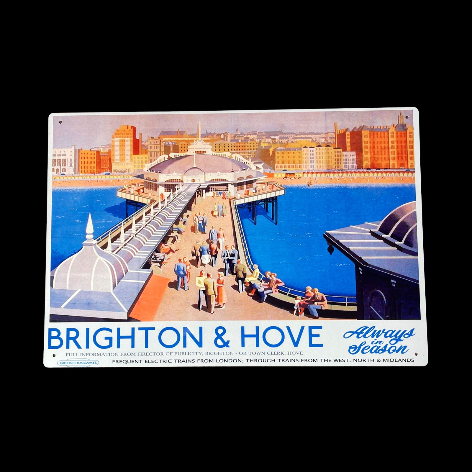 Vintage Metal Sign - British Railways Retro Advertising, Brighton & Hove