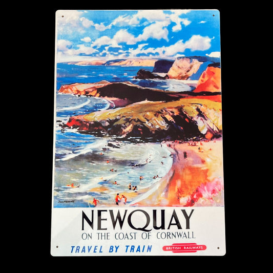 Vintage Metal Sign - British Railways Retro Advertising, Newquay