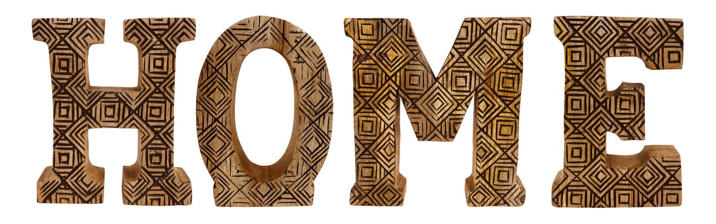 Hand Carved Wooden Geometric Letters Home