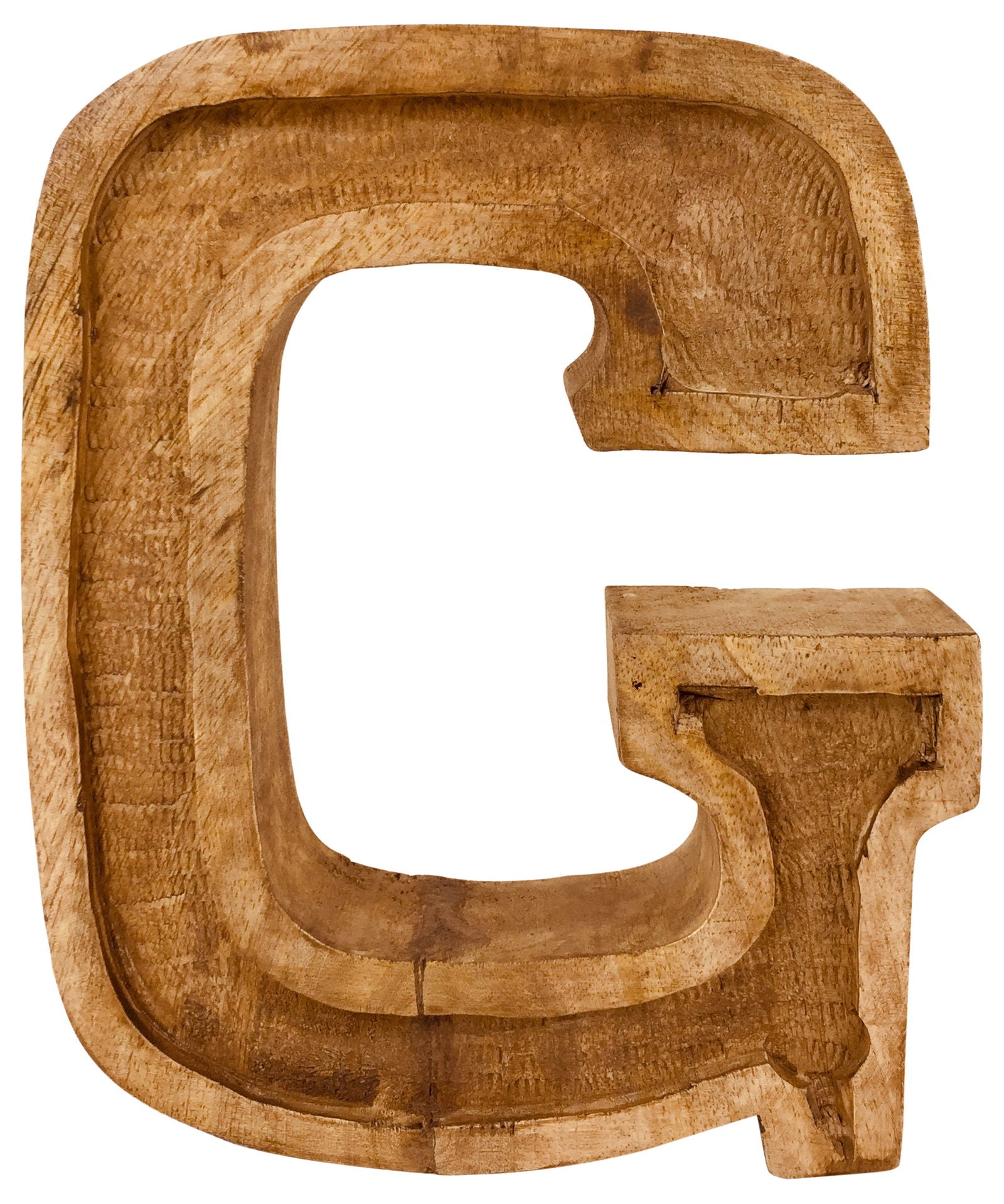 Hand Carved Wooden Embossed Letter G