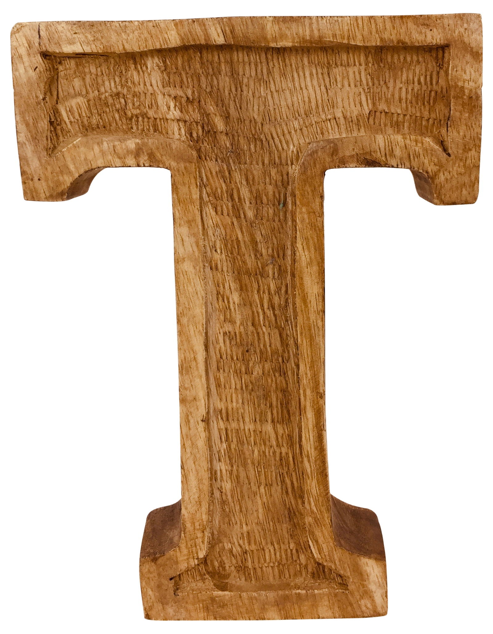 Hand Carved Wooden Embossed Letter T