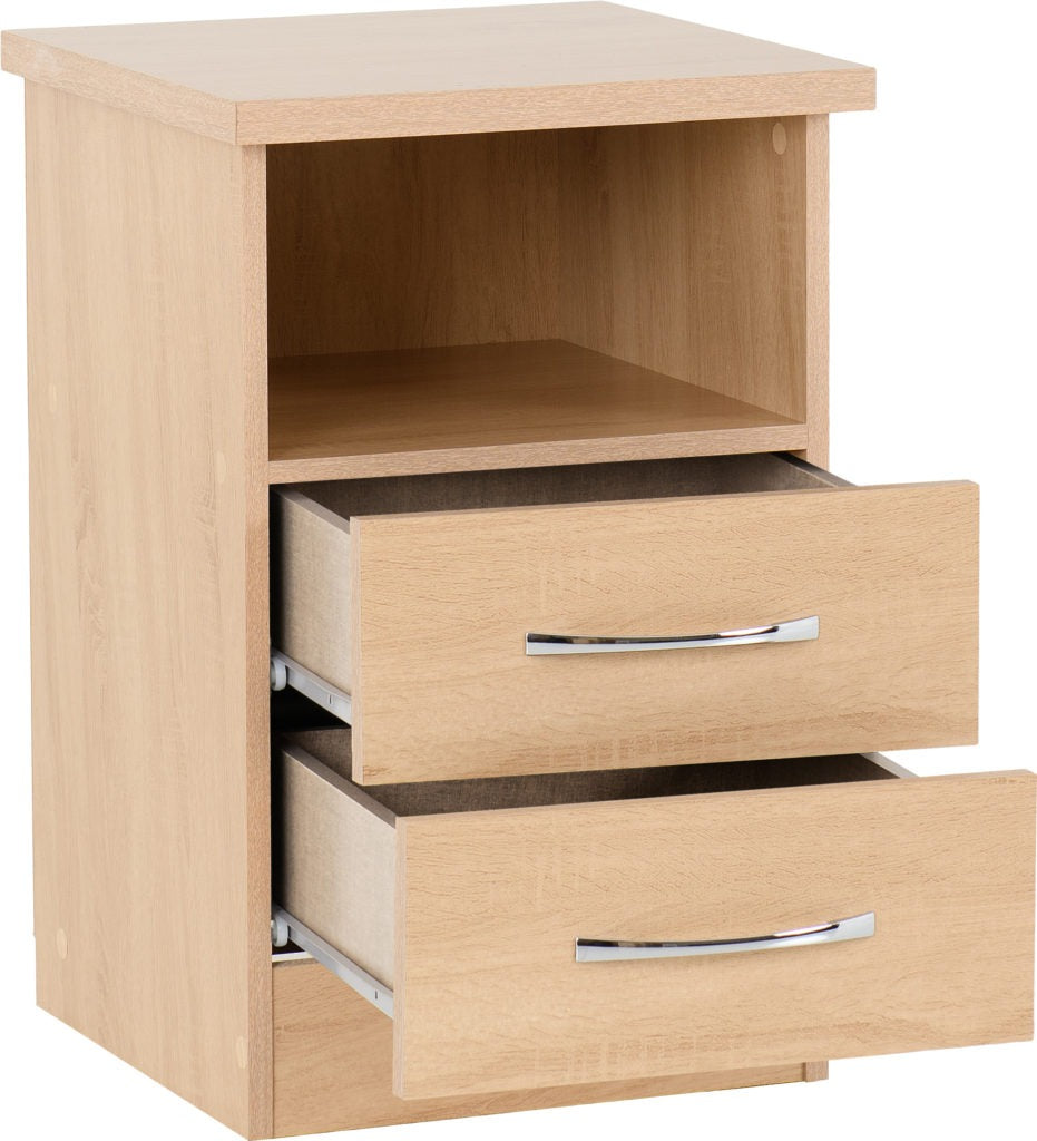 Nevada-2-drawer-bedside-sonoma-oak-open