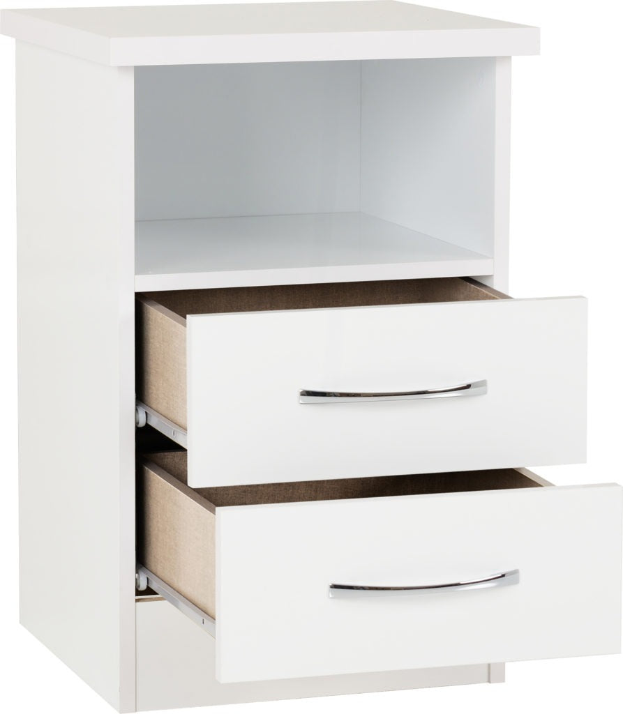 Nevada-2-drawer-bedside-white-open