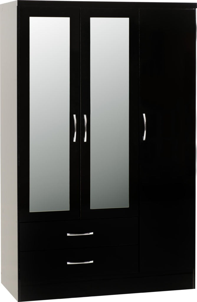 Nevada-3-door-2-drawer-wardrobe-black-gloss