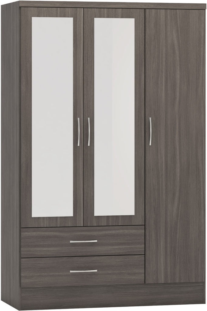 Nevada-3-door-2-drawer-wardrobe-black-wood-grain