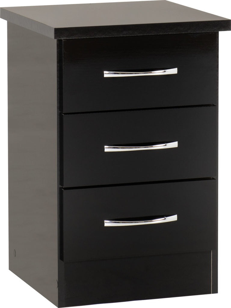 Nevada-3-drawer-bedside-black-gloss