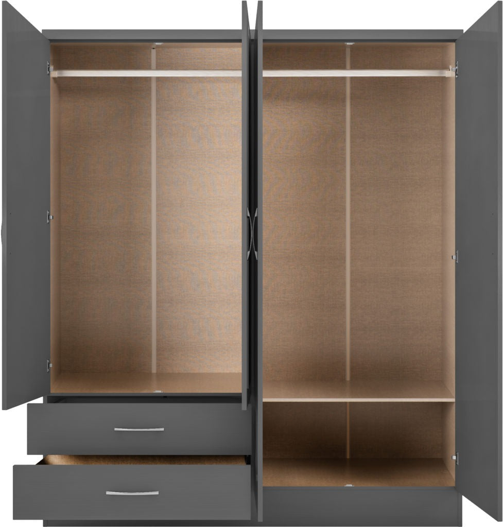 Nevada-4-door-wardrobe-3D-effect-grey-open