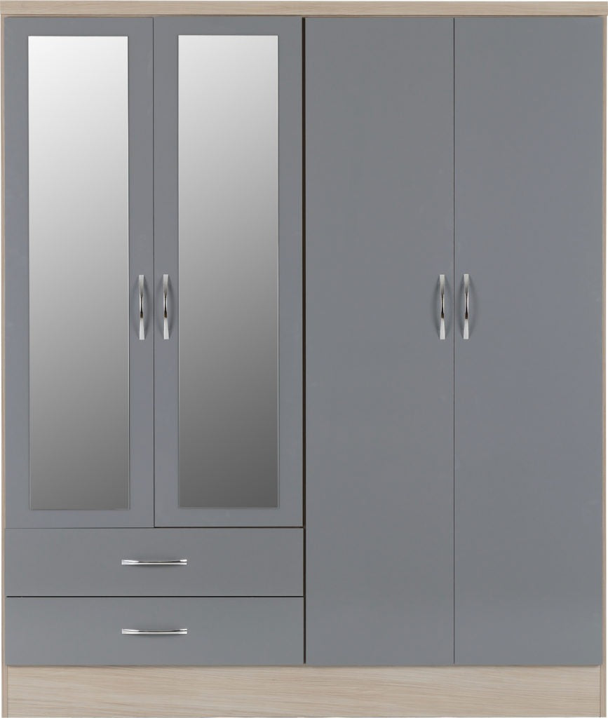 Nevada-4-door-wardrobe-oak-grey-front