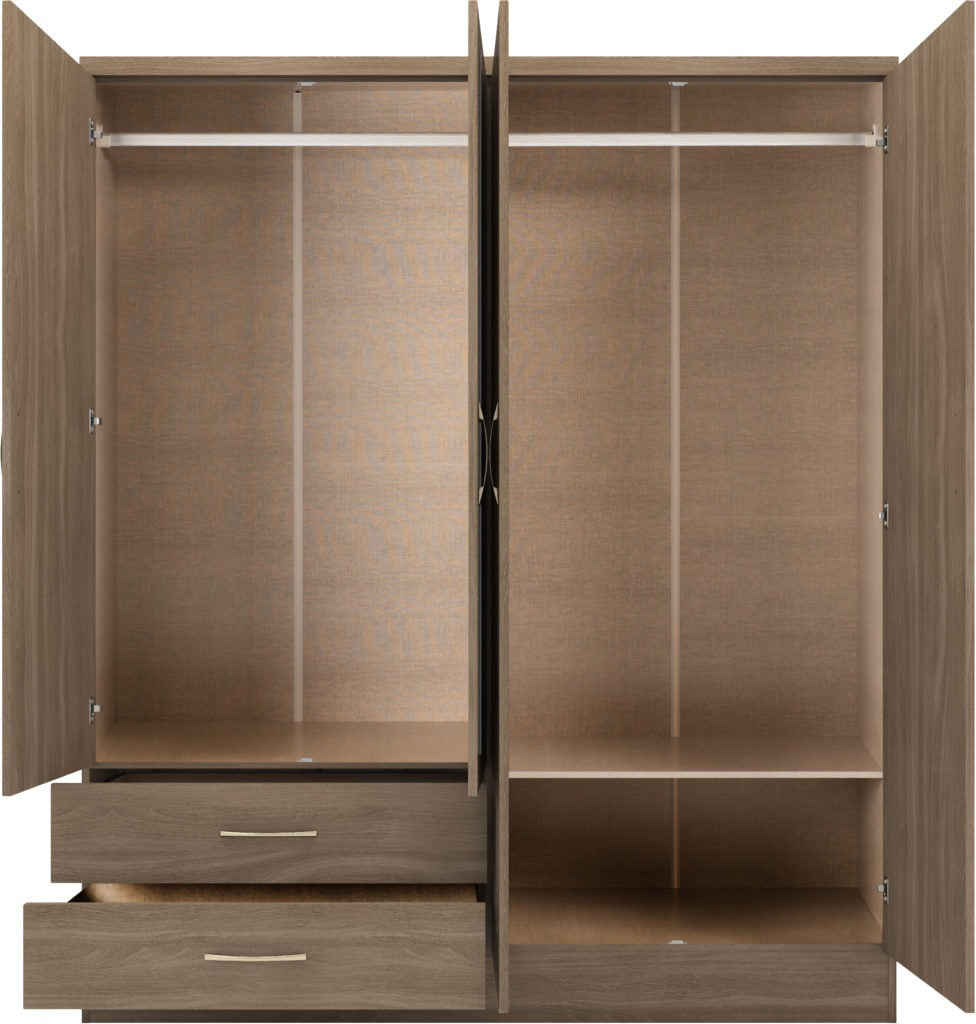 Nevada-4-door-wardrobe-rustic-oak-open